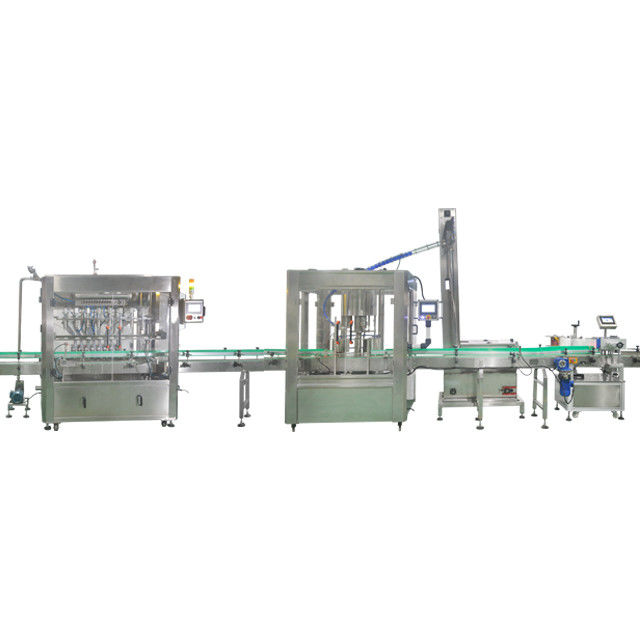 Presión de aire 0,6-0,8Mpa Máquina de llenado y etiquetado de aceite de cocina con 3 cabezas de tapón