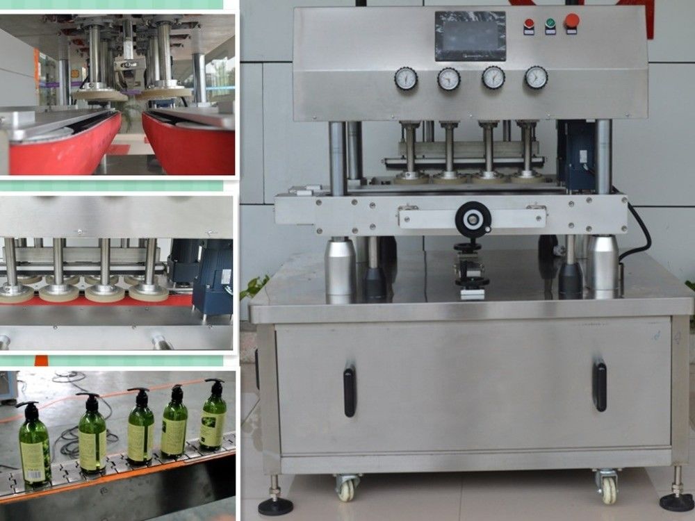 Máquina de tapón de botellas de sellador de neumáticos neumáticos con rotación de ruedas de 8 pares y clasificador