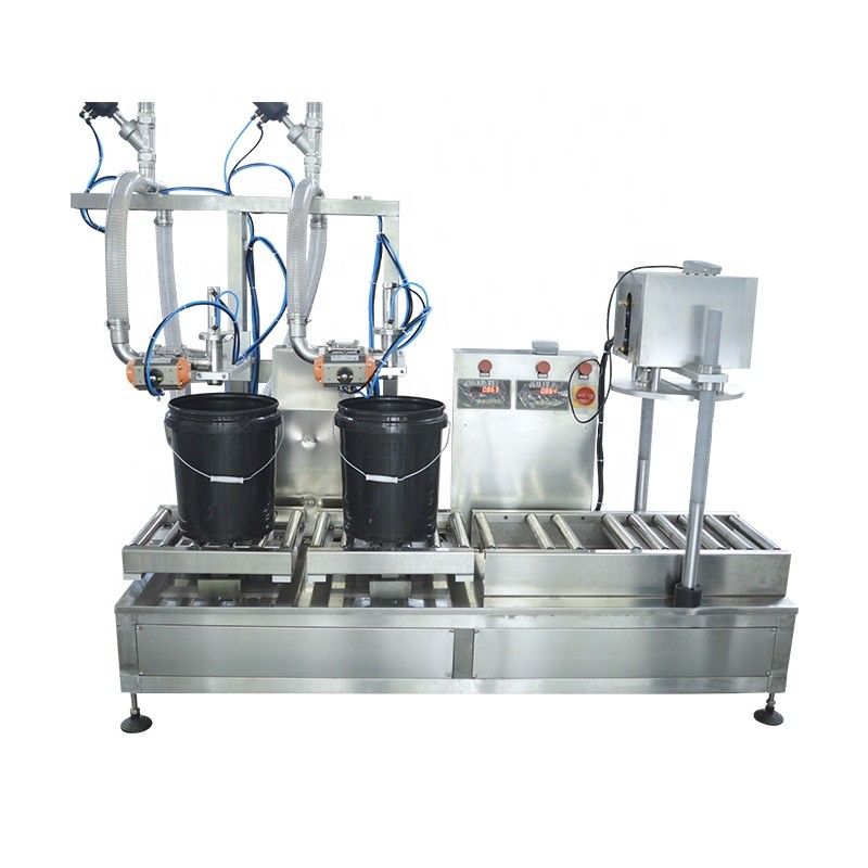 2 cabezas Máquina de llenado semiautomática de pesaje para líquido/aceite/lubricante/químico 5-50L